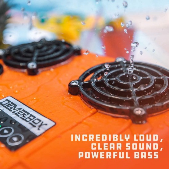 DemerBox: Waterproof, Portable, and Rugged Outdoor Bluetooth Speakers. Loud Sound, Deep Bass, 40+ hr Battery Life, Dry Box + USB Charging, Multi-Pairing Party Mode. Built to Last