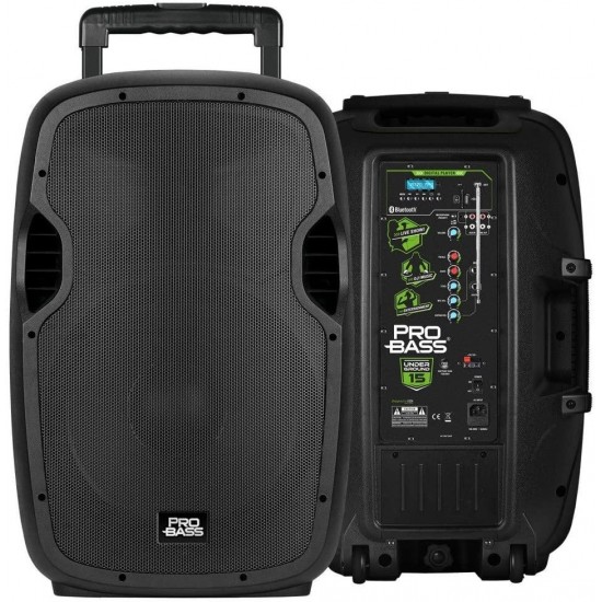 Pro Bass Underground 15, Portable Battery Powered 15” Loudspeaker, 1600W, Bluetooth, USB, MP3 Player