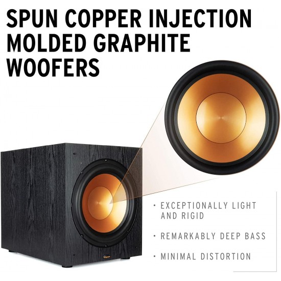 Klipsch Synergy Black Label Sub-120 Subwoofer with Spun Copper Front-Firing Cerametallic Woofers and a 12-inch, Front-Firing Driver