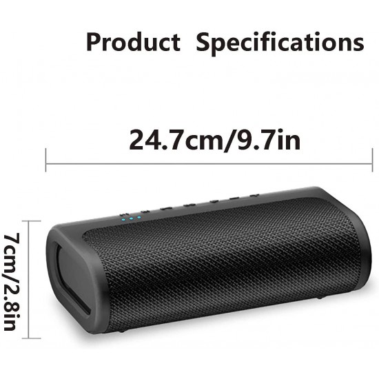 DFGADF Outdoor Portable Bluetooth Speaker, 80W, Larger Volume, Crystal Clear Stereo, Rich Bass, Bluetooth 5.0IPX5 Waterproof Subwoofer TWS Speaker, Black, 9.7X2.8In