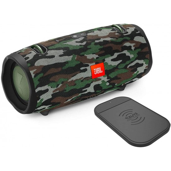 JBL Xtreme 2 Portable IPX7 Waterproof Wireless Bluetooth Speaker Squad Camo, with 10W Wireless Pad Charger