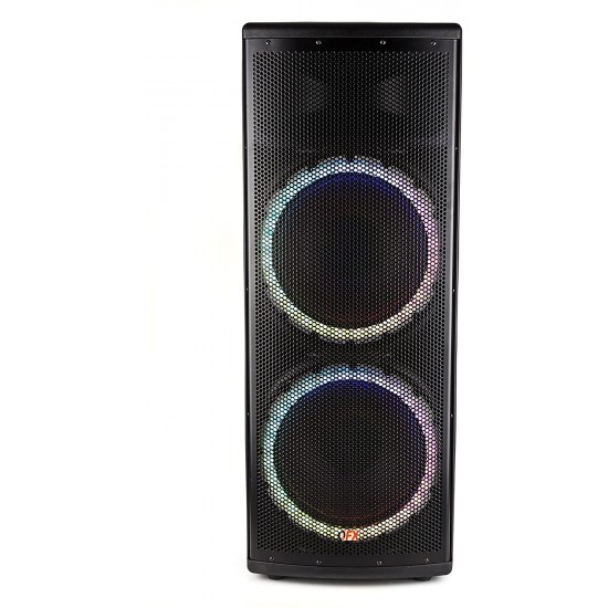 QFX E-B5 TWS Bluetooth Portable XLR Input Speaker with a 5-Band Graphic Equalizer (2021 Model) Black 2x15” woofers and a 1.75” Tweeter, Dual Voltage 110/220, USB, FM Radio