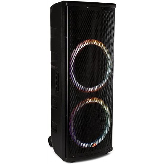 QFX E-B5 TWS Bluetooth Portable XLR Input Speaker with a 5-Band Graphic Equalizer (2021 Model) Black 2x15” woofers and a 1.75” Tweeter, Dual Voltage 110/220, USB, FM Radio