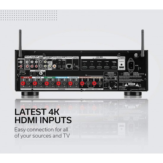 Denon AVR-X1600H 4K UHD AV Receiver | 2019 Model | 7.2 Channel, 80W Each | 3D Audio | New Dolby Atmos Height Virtualization | 6 HDMI Inputs and 1 Output with eARC Support | AirPlay 2, Alexa & HEOS