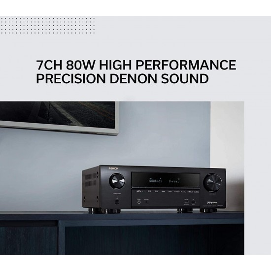 Denon AVR-X1600H 4K UHD AV Receiver | 2019 Model | 7.2 Channel, 80W Each | 3D Audio | New Dolby Atmos Height Virtualization | 6 HDMI Inputs and 1 Output with eARC Support | AirPlay 2, Alexa & HEOS