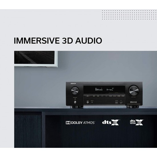 Denon AVR-X1600H 4K UHD AV Receiver | 2019 Model | 7.2 Channel, 80W Each | 3D Audio | New Dolby Atmos Height Virtualization | 6 HDMI Inputs and 1 Output with eARC Support | AirPlay 2, Alexa & HEOS