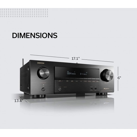 Denon AVR-X1600H 4K UHD AV Receiver | 2019 Model | 7.2 Channel, 80W Each | 3D Audio | New Dolby Atmos Height Virtualization | 6 HDMI Inputs and 1 Output with eARC Support | AirPlay 2, Alexa & HEOS