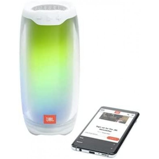 JBL Pulse 4 Waterproof Portable Bluetooth Speaker with 360 Color LED and gSport EVA Case (White)